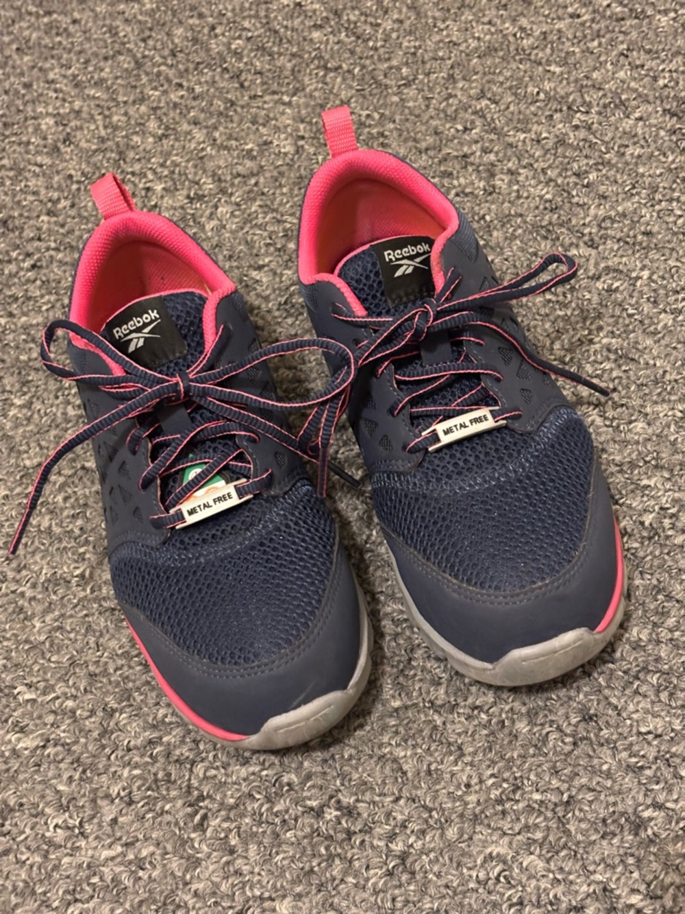 Reebok Women’s Steel toe work shoes in blue & pink.